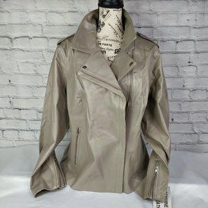 'ROMAN'S' GENUINE LEATHER MOTO ASYMMETRICAL FRONT ZIP JACKET